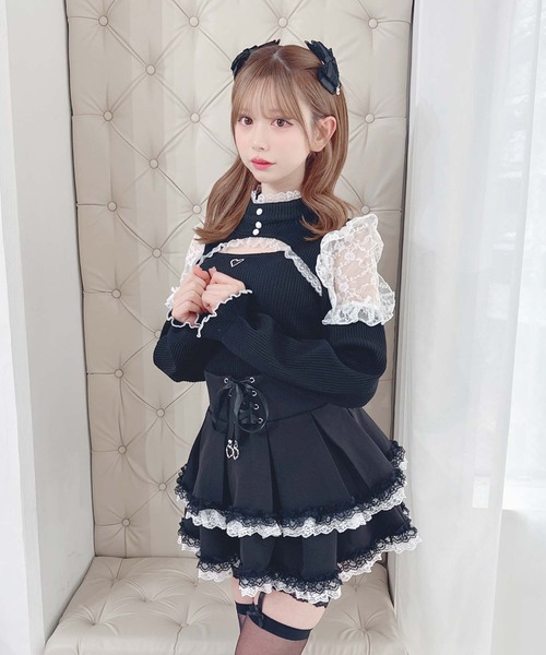 MA*RS(アメーバーマーズ)の「胸開き肩レーステレコトップス(Tシャツ/カットソー・レディース・ホワイト/ピンク/ブラック×ホワイト/ブラック/グレー・FREE)」の18枚目の写真
