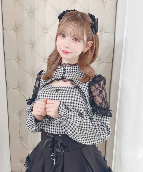 MA*RS(アメーバーマーズ)の「胸開き肩レーステレコトップス(Tシャツ/カットソー・レディース・ホワイト/ピンク/ブラック×ホワイト/ブラック/グレー・FREE)」の22枚目の写真