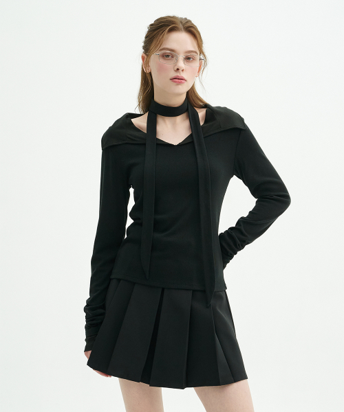MICANE(ミケーネ)の「フレールフリルストラップT(Tシャツ/カットソー・レディース・アイボリー/ブラック・MEDIUM/SMALL/LARGE/X-LARGE)」の3枚目の写真