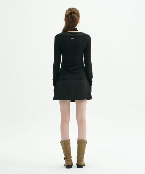 MICANE(ミケーネ)の「フレールフリルストラップT(Tシャツ/カットソー・レディース・アイボリー/ブラック・MEDIUM/SMALL/LARGE/X-LARGE)」の6枚目の写真