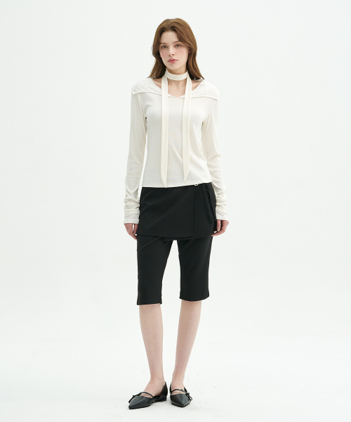 MICANE(ミケーネ)の「フレールフリルストラップT(Tシャツ/カットソー・レディース・アイボリー/ブラック・MEDIUM/SMALL/LARGE/X-LARGE)」の11枚目の写真