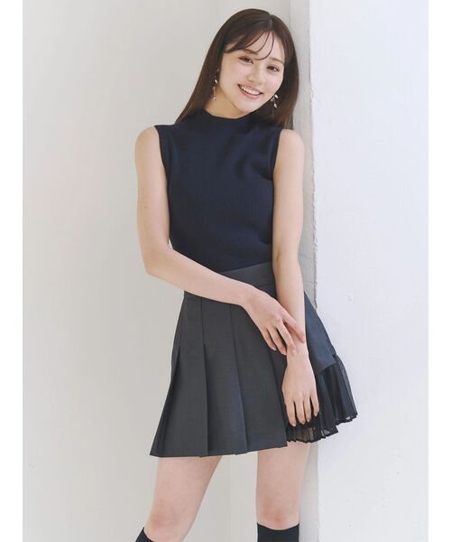 MERCURYDUO（マーキュリーデュオ）の「異素材切替プリーツミニスカパン（スカート・レディース・チャコールグレー/ベージュ・MEDIUM/SMALL）」の8枚目の写真