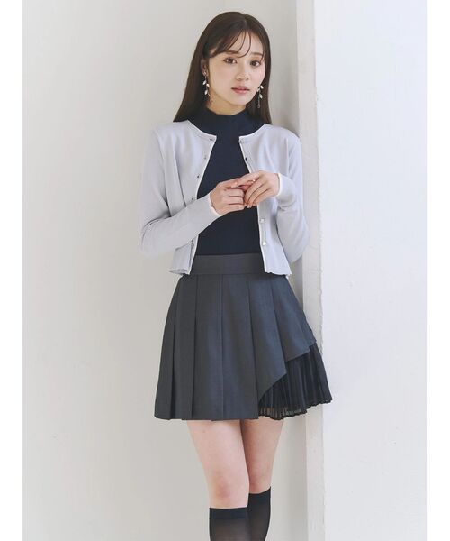 MERCURYDUO（マーキュリーデュオ）の「異素材切替プリーツミニスカパン（スカート・レディース・チャコールグレー/ベージュ・MEDIUM/SMALL）」の10枚目の写真