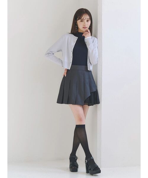 MERCURYDUO（マーキュリーデュオ）の「異素材切替プリーツミニスカパン（スカート・レディース・チャコールグレー/ベージュ・MEDIUM/SMALL）」の14枚目の写真