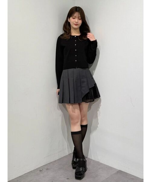 MERCURYDUO（マーキュリーデュオ）の「異素材切替プリーツミニスカパン（スカート・レディース・チャコールグレー/ベージュ・MEDIUM/SMALL）」の15枚目の写真