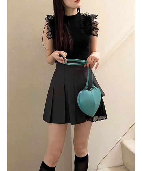 MERCURYDUO(マーキュリーデュオ)の「異素材切替プリーツミニスカパン(スカート・レディース・チャコールグレー/ベージュ・MEDIUM/SMALL)」の9枚目の写真