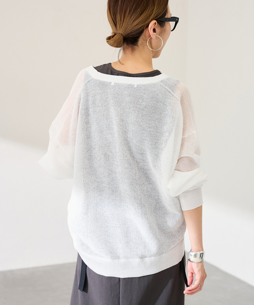 FRAMeWORK（フレームワーク）の「シアーアゼVネックプルオーバー（ニット/セーター・レディース・サックスブルー/ブラック/ピンク/ホワイト・FREE）」の9枚目の写真