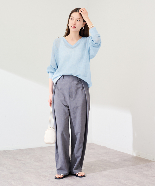 FRAMeWORK（フレームワーク）の「シアーアゼVネックプルオーバー（ニット/セーター・レディース・サックスブルー/ブラック/ピンク/ホワイト・FREE）」の12枚目の写真