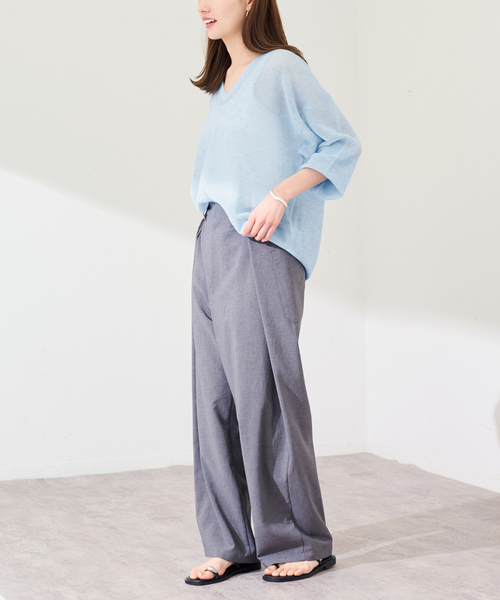 FRAMeWORK（フレームワーク）の「シアーアゼVネックプルオーバー（ニット/セーター・レディース・サックスブルー/ブラック/ピンク/ホワイト・FREE）」の13枚目の写真