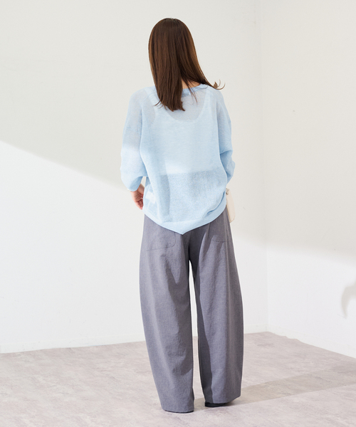 FRAMeWORK（フレームワーク）の「シアーアゼVネックプルオーバー（ニット/セーター・レディース・サックスブルー/ブラック/ピンク/ホワイト・FREE）」の14枚目の写真