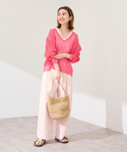 FRAMeWORK（フレームワーク）の「シアーアゼVネックプルオーバー（ニット/セーター・レディース・サックスブルー/ブラック/ピンク/ホワイト・FREE）」の20枚目の写真