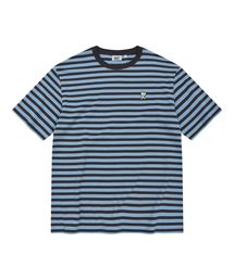 ベーシックストライプ半袖Tシャツライトブルー