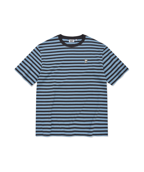 Wacky WiLLy（ワッキーウィリー）の「ベーシックストライプ半袖Tシャツライトブルー（Tシャツ/カットソー・レディース・その他・MEDIUM/X-LARGE/XX-LARGE/LARGE/SMALL/X-SMALL）」の2枚目の写真