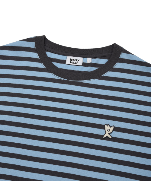 Wacky WiLLy（ワッキーウィリー）の「ベーシックストライプ半袖Tシャツライトブルー（Tシャツ/カットソー・レディース・その他・MEDIUM/X-LARGE/XX-LARGE/LARGE/SMALL/X-SMALL）」の4枚目の写真
