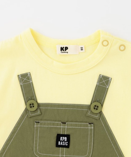 KP BOY（ケーピーボーイ）の「オーバーオール風 半袖Tシャツ（Tシャツ/カットソー・キッズ・レモンイエロー/ネイビー・80ｃｍ/90cm）」の4枚目の写真