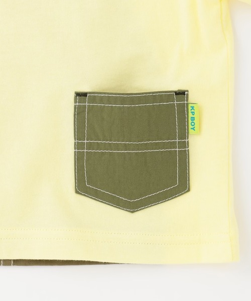 KP BOY（ケーピーボーイ）の「オーバーオール風 半袖Tシャツ（Tシャツ/カットソー・キッズ・レモンイエロー/ネイビー・80ｃｍ/90cm）」の8枚目の写真
