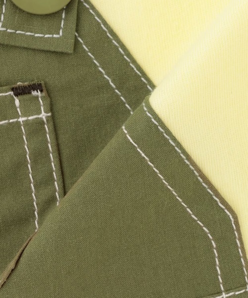 KP BOY（ケーピーボーイ）の「オーバーオール風 半袖Tシャツ（Tシャツ/カットソー・キッズ・レモンイエロー/ネイビー・80ｃｍ/90cm）」の9枚目の写真