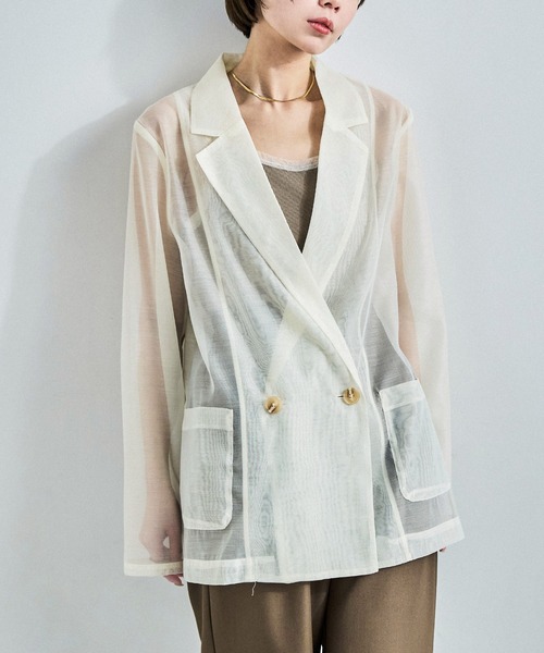 Fashion Letter(ファッションレター)の「シアーポプリン テーラードシャツ(シャツ/ブラウス・レディース・アイボリー/ブラック/イエロー・M)」の3枚目の写真