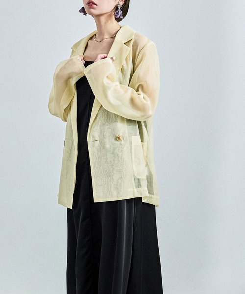 Fashion Letter(ファッションレター)の「シアーポプリン テーラードシャツ(シャツ/ブラウス・レディース・アイボリー/ブラック/イエロー・M)」の1枚目の写真