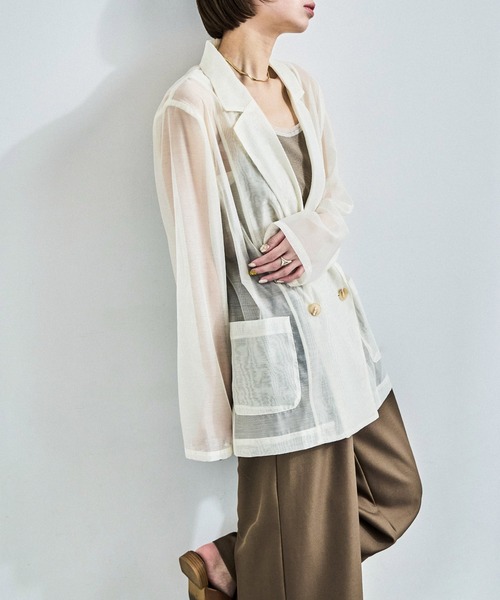 Fashion Letter(ファッションレター)の「シアーポプリン テーラードシャツ(シャツ/ブラウス・レディース・アイボリー/ブラック/イエロー・M)」の17枚目の写真