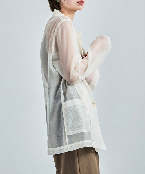 Fashion Letter(ファッションレター)の「シアーポプリン テーラードシャツ(シャツ/ブラウス・レディース・アイボリー/ブラック/イエロー・M)」の21枚目の写真
