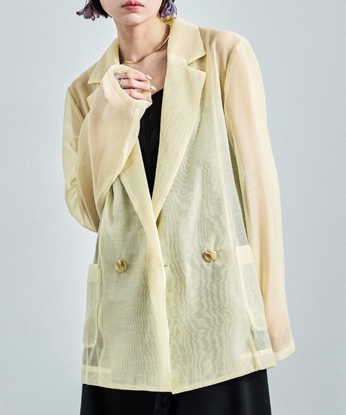 Fashion Letter(ファッションレター)の「シアーポプリン テーラードシャツ(シャツ/ブラウス・レディース・アイボリー/ブラック/イエロー・M)」の15枚目の写真