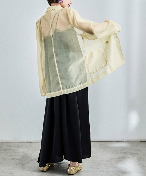 Fashion Letter(ファッションレター)の「シアーポプリン テーラードシャツ(シャツ/ブラウス・レディース・アイボリー/ブラック/イエロー・M)」の6枚目の写真