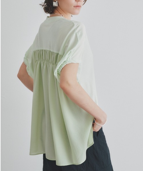 Muel Chic(ミュエルシック)の「Airy CS エアリーカットソー(Tシャツ/カットソー・レディース・ブラック/ライトブルー/ライトグリーン/ホワイト・FREE)」の4枚目の写真