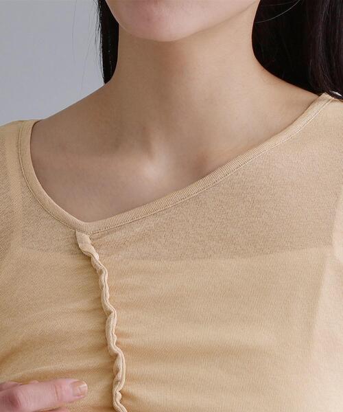 OPAQUE.CLIP(オペークドットクリップ)の「【es】アシンメトリーシャーリング シアーカットソー【洗濯機OK】(Tシャツ/カットソー・レディース・ベージュ/チャコールグレー・36/38/40)」の14枚目の写真