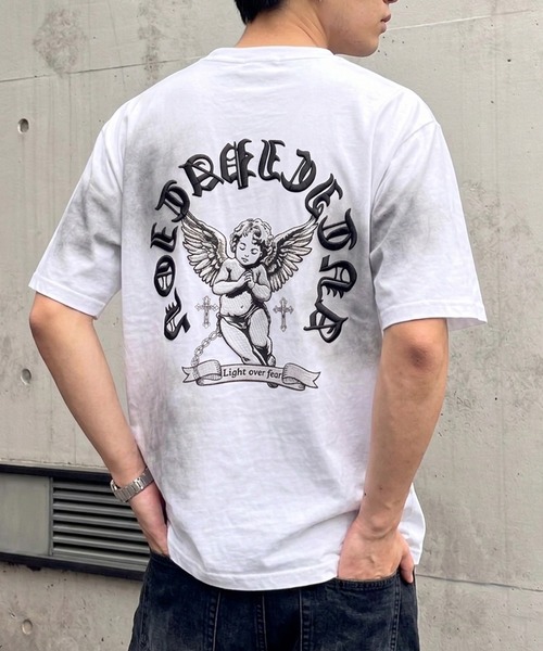 NYLAUS(ナイラス)の「【NYS】エンジェル刺繍 ヴィンテージ 半袖Tシャツ(Tシャツ/カットソー・メンズ・ピンク/チャコール/ホワイト・L/M)」の2枚目の写真