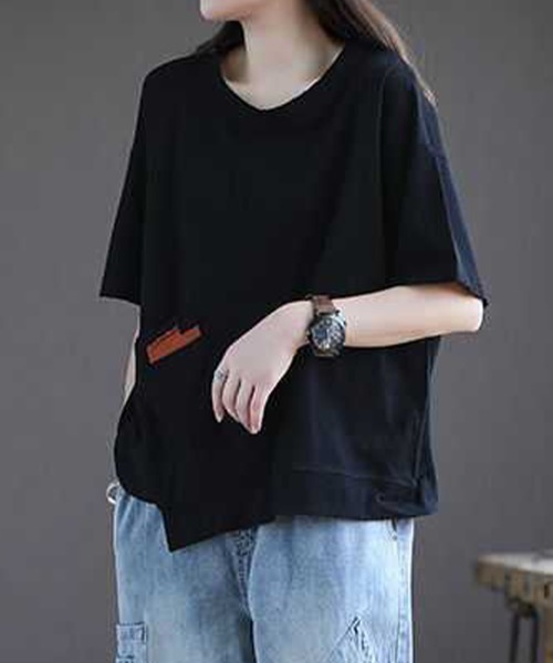 SallyLunn(サリーラン)の「【ゆるっと着こなす】ポケットデザインルーズTシャツ(Tシャツ/カットソー・レディース・ブラック/ブルー/ブラウン/オレンジ・LARGE/MEDIUM)」の1枚目の写真