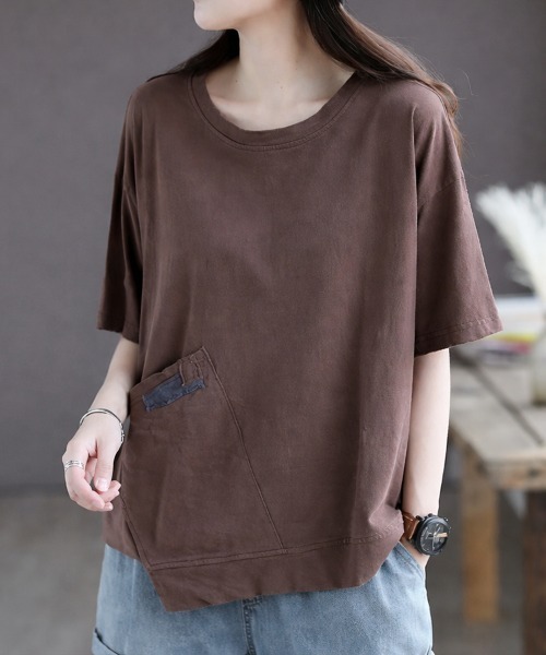 SallyLunn(サリーラン)の「【ゆるっと着こなす】ポケットデザインルーズTシャツ(Tシャツ/カットソー・レディース・ブラック/ブルー/ブラウン/オレンジ・LARGE/MEDIUM)」の10枚目の写真