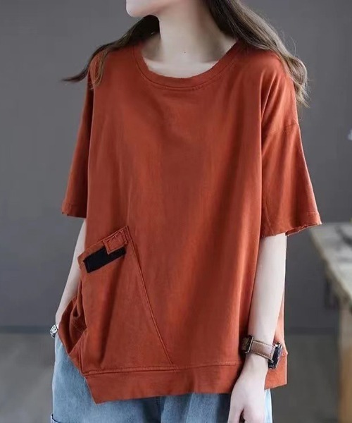 SallyLunn(サリーラン)の「【ゆるっと着こなす】ポケットデザインルーズTシャツ(Tシャツ/カットソー・レディース・ブラック/ブルー/ブラウン/オレンジ・LARGE/MEDIUM)」の11枚目の写真