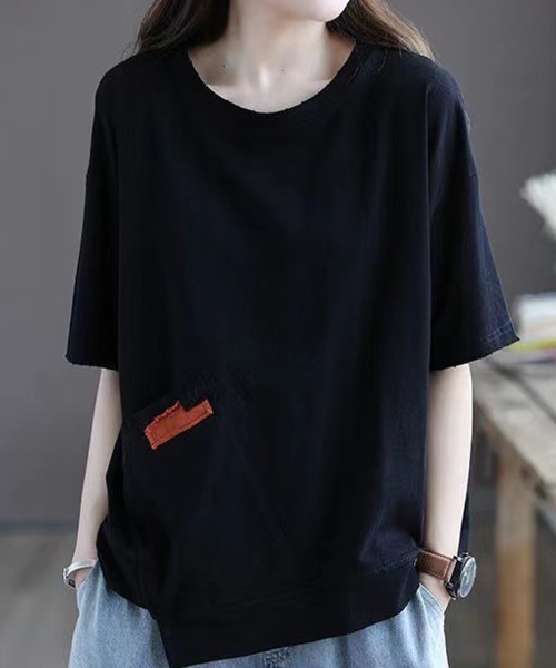 SallyLunn(サリーラン)の「【ゆるっと着こなす】ポケットデザインルーズTシャツ(Tシャツ/カットソー・レディース・ブラック/ブルー/ブラウン/オレンジ・LARGE/MEDIUM)」の16枚目の写真