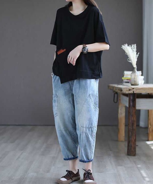 SallyLunn(サリーラン)の「【ゆるっと着こなす】ポケットデザインルーズTシャツ(Tシャツ/カットソー・レディース・ブラック/ブルー/ブラウン/オレンジ・LARGE/MEDIUM)」の18枚目の写真