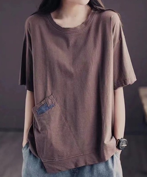SallyLunn(サリーラン)の「【ゆるっと着こなす】ポケットデザインルーズTシャツ(Tシャツ/カットソー・レディース・ブラック/ブルー/ブラウン/オレンジ・LARGE/MEDIUM)」の8枚目の写真