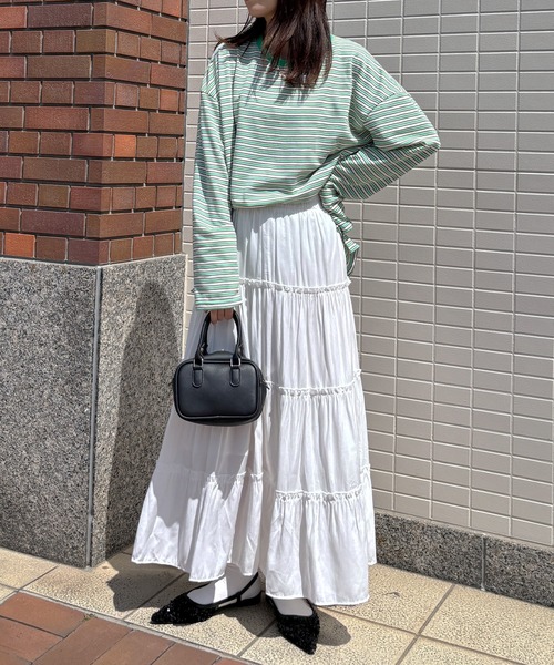 ISOOK(アイスー)の「【ISOOK / アイスー】マルチボーダーロンT / Tシャツ ビッグシルエット ルーズ 長袖 クルーネック 細ボーダー カラー ZOZOTOWN限定(Tシャツ/カットソー・レディース・グレー/グリーン/ピンク・FREE)」の20枚目の写真