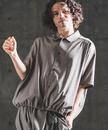 GLIMCLAP | mhs2616- Bamboo Blend Chambray Gathered Hem Short Sleeve Shirt シャンブレー半袖シャツ(202-042-gls-cg)(シャツ/ブラウス)