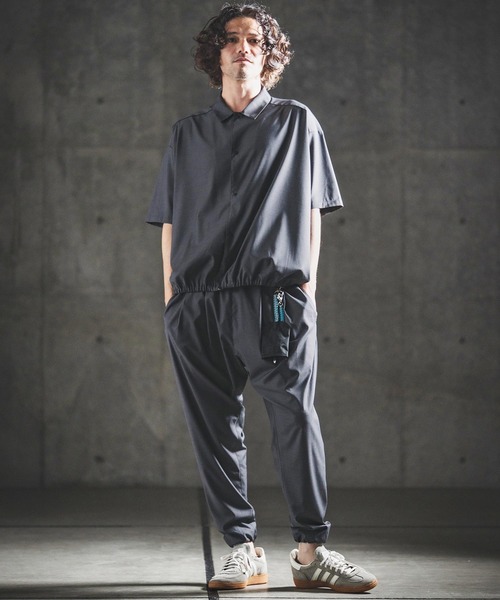 GLIMCLAP(グリムクラップ)の「mhs2616- Bamboo Blend Chambray Gathered Hem Short Sleeve Shirt シャンブレー半袖シャツ(202-042-gls-cg)(シャツ/ブラウス・メンズ・ブラウン/ネイビー/ブラック・S/M/L)」の15枚目の写真