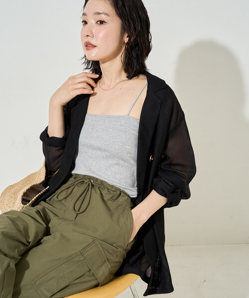 FREAK'S STORE(フリークスストア)の「限定展開 <抗菌防臭・接触冷感・UVカット>バンブー テレコ カップ付き ベア キャミソール(キャミソール・レディース・ベージュ/オフホワイト/グレー/ピンク系その他/ブルーグリーン/ブラック・フリ-)」の15枚目の写真