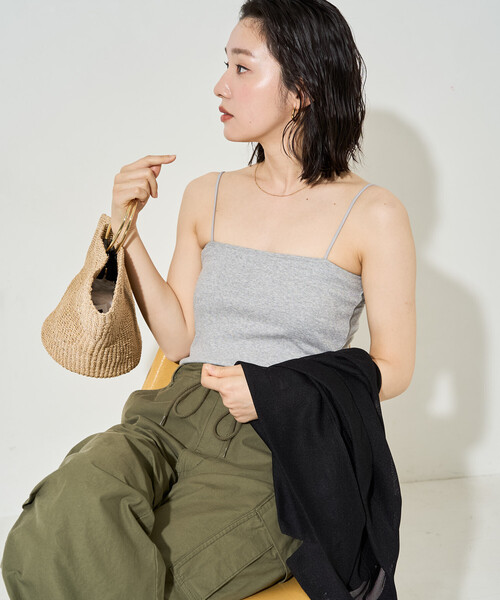 FREAK'S STORE(フリークスストア)の「限定展開 <抗菌防臭・接触冷感・UVカット>バンブー テレコ カップ付き ベア キャミソール(キャミソール・レディース・ベージュ/オフホワイト/グレー/ピンク系その他/ブルーグリーン/ブラック・フリ-)」の14枚目の写真
