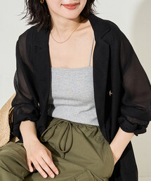 限定展開 <抗菌防臭・接触冷感・UVカット>バンブー テレコ カップ付き ベア キャミソール