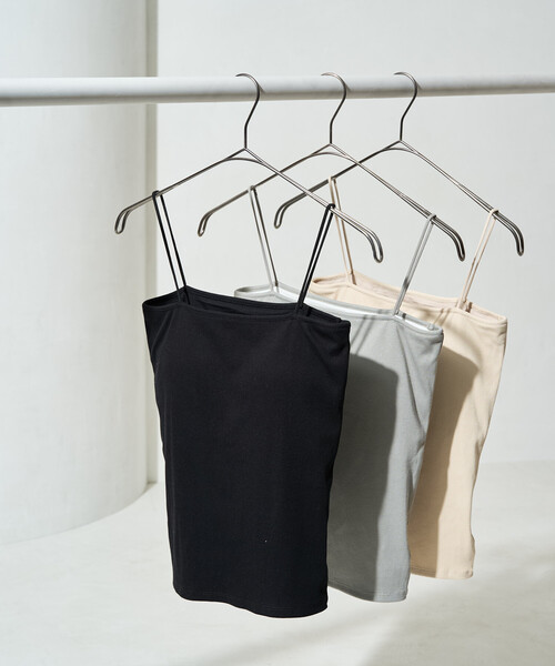 FREAK'S STORE(フリークスストア)の「限定展開 <抗菌防臭・接触冷感・UVカット>バンブー テレコ カップ付き ベア キャミソール(キャミソール・レディース・ベージュ/オフホワイト/グレー/ピンク系その他/ブルーグリーン/ブラック・フリ-)」の3枚目の写真