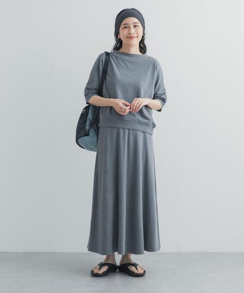 URBAN RESEARCH DOORS(アーバンリサーチドアーズ)の「モダールコットン裏毛イージースカート(スカート・レディース・ブラック/ホワイト系その他・FREE)」の9枚目の写真