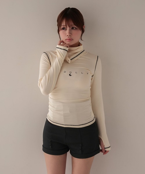 M DOLLY(エムドリー)の「*M DOLLY original* High waist daffy short pants/ハイウエストダフィー ショートパンツ(その他パンツ・レディース・ブラック/ベージュ・M/S)」の3枚目の写真