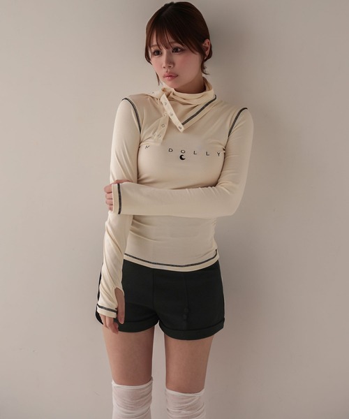 M DOLLY(エムドリー)の「*M DOLLY original* High waist daffy short pants/ハイウエストダフィー ショートパンツ(その他パンツ・レディース・ブラック/ベージュ・M/S)」の4枚目の写真