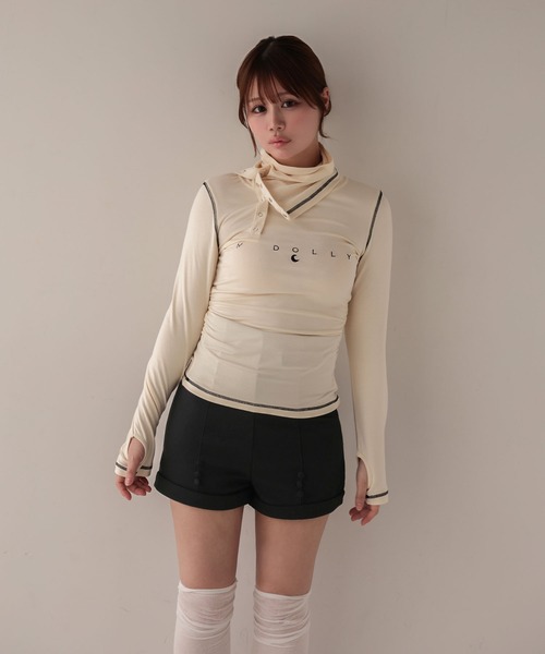 M DOLLY(エムドリー)の「*M DOLLY original* High waist daffy short pants/ハイウエストダフィー ショートパンツ(その他パンツ・レディース・ブラック/ベージュ・M/S)」の5枚目の写真