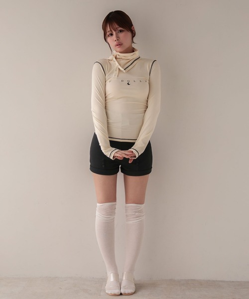M DOLLY(エムドリー)の「*M DOLLY original* High waist daffy short pants/ハイウエストダフィー ショートパンツ(その他パンツ・レディース・ブラック/ベージュ・M/S)」の6枚目の写真