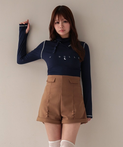 M DOLLY(エムドリー)の「*M DOLLY original* High waist daffy short pants/ハイウエストダフィー ショートパンツ(その他パンツ・レディース・ブラック/ベージュ・M/S)」の7枚目の写真