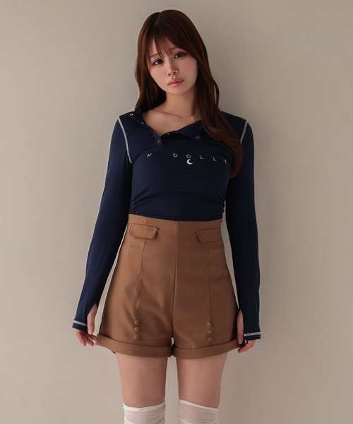 M DOLLY(エムドリー)の「*M DOLLY original* High waist daffy short pants/ハイウエストダフィー ショートパンツ(その他パンツ・レディース・ブラック/ベージュ・M/S)」の9枚目の写真
